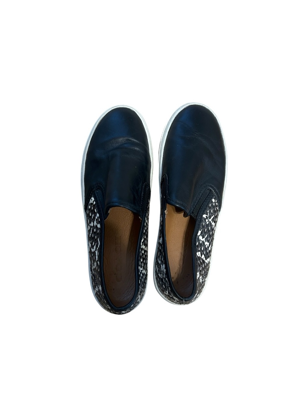 Coach New York Cameron Black Slip-On Sneakers with Snakeskin detail Size 7B